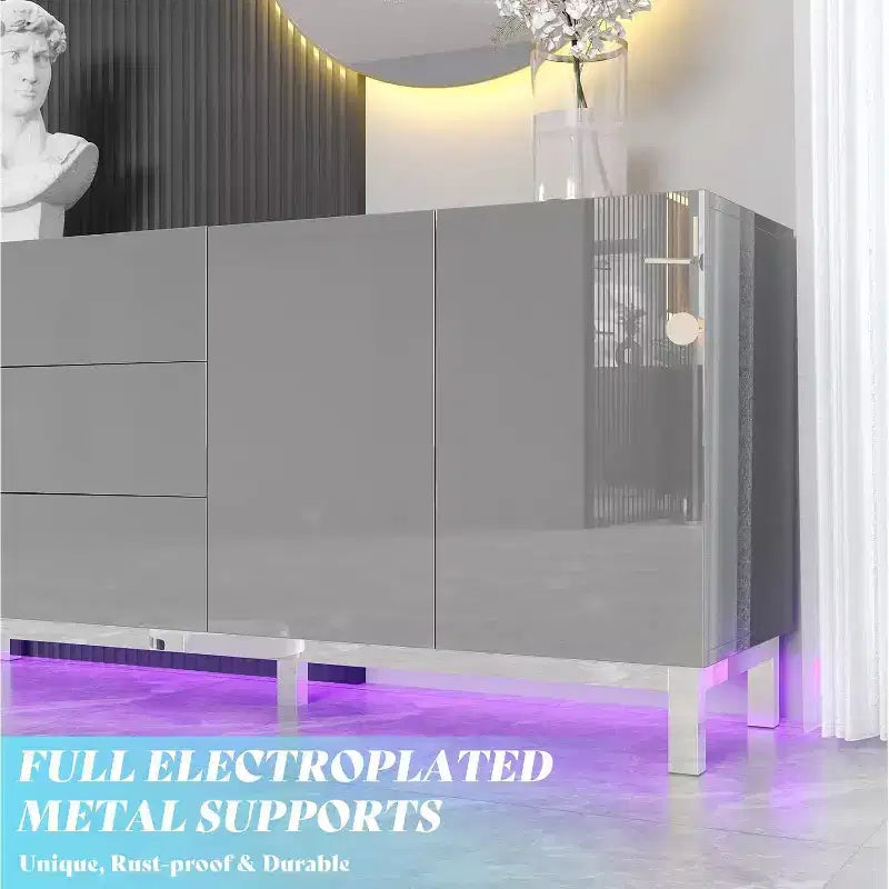 Credenza/Madia lucida elettrolitica con luci a LED