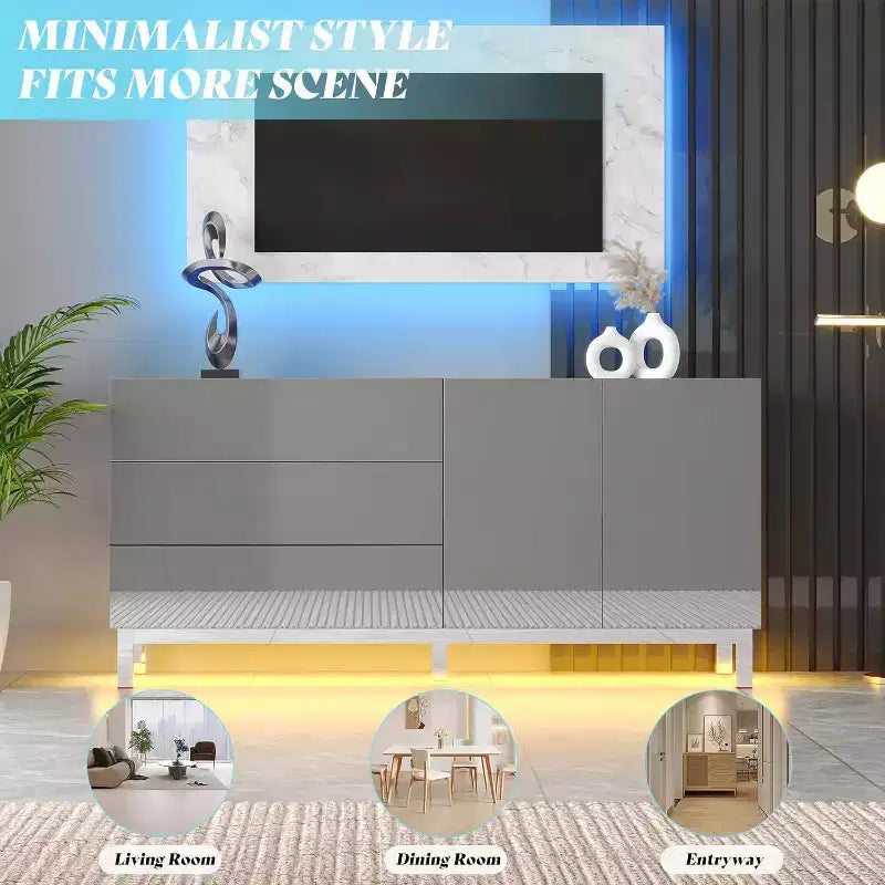 Credenza/Madia lucida elettrolitica con luci a LED