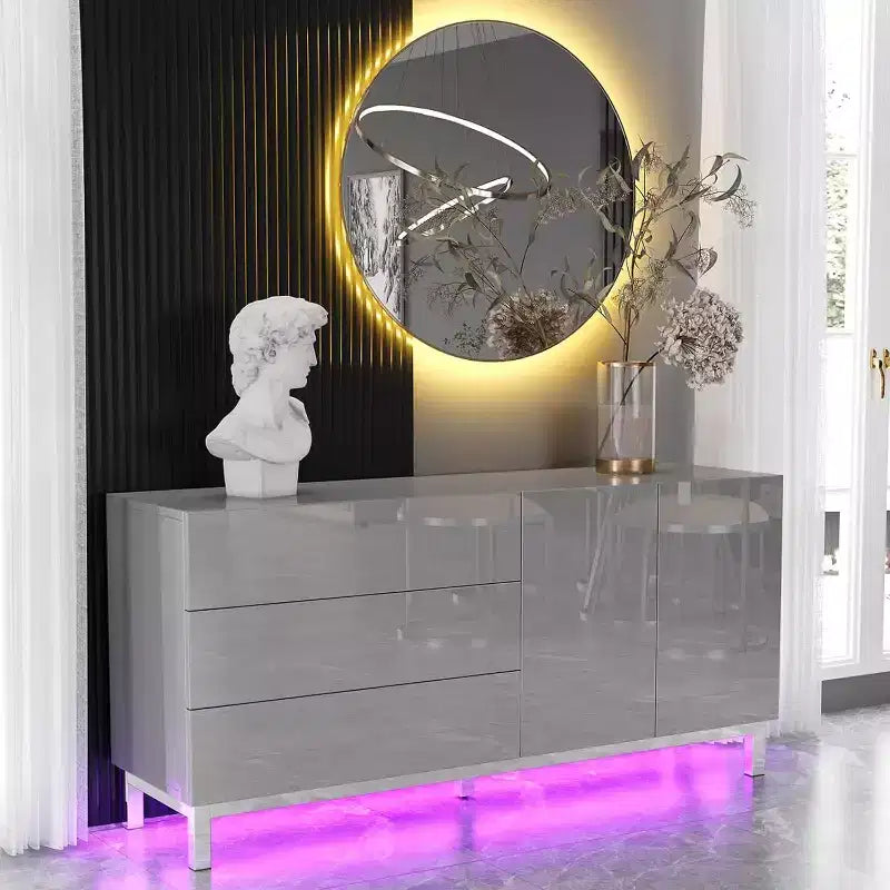 Credenza/Madia lucida elettrolitica con luci a LED