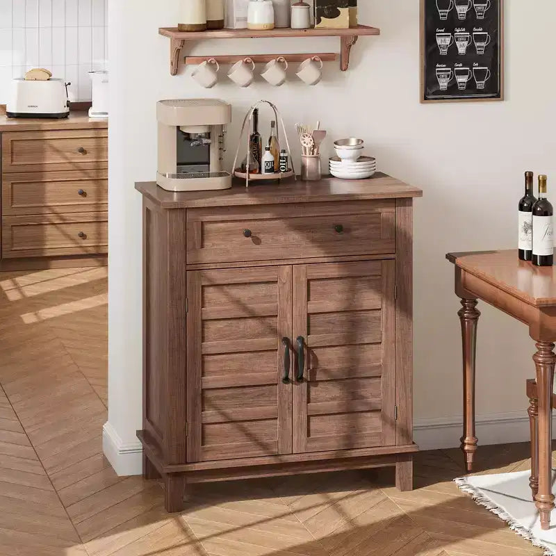 Mobile Contenitore Rustico 31.5 Regolabile a 3 Livelli, Organizer Ingresso Stile Fattoria con Ante a Doghe