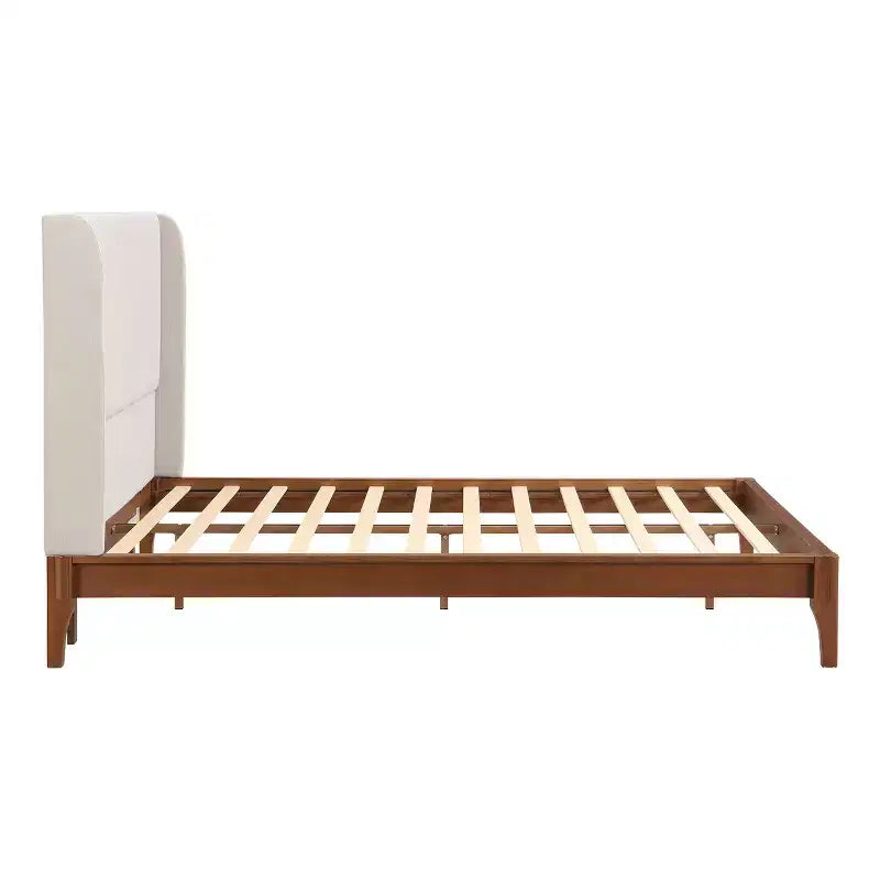 Letto a piattaforma King/Queen Size, struttura in legno massiccio di bambù essiccato con testiera alta imbottita, facile da montare