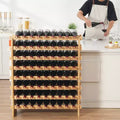 Portabottiglie modulare da 72 bottiglie, per conservare bottiglie di Pinot, scaffale in legno di bambù a 8 ripiani, espositore da pavimento indipendente per vini