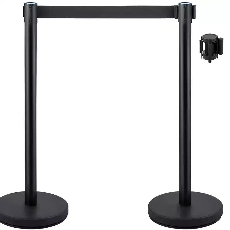 VEVOR Crowd Control Stanchions,6-Pack Crowd Control Barriers with 3PCS 6.5FT Retractable Belt, Stanchion Posts Queue Pole,Black