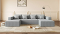 Extra Large Corduroy Sectional, Spacious U-Shape Design with 8 Throw Pillows, Dark Gray