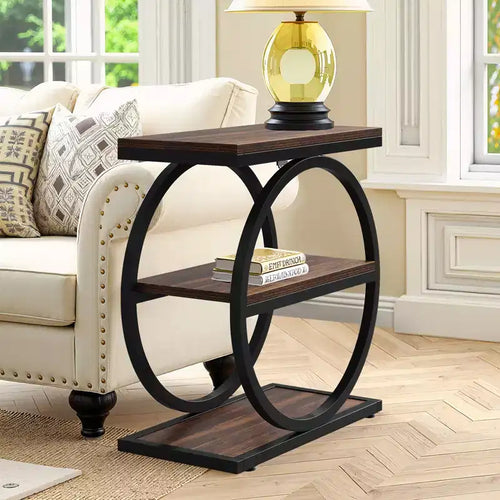 Tavolino rustico (confezione da 2) con ripiano aperto, impermeabile, antiscivolo e dal design stabile