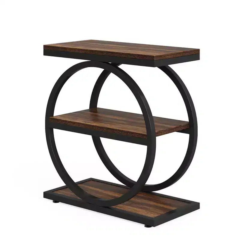 Tavolino rustico (confezione da 2) con ripiano aperto, impermeabile, antiscivolo e dal design stabile