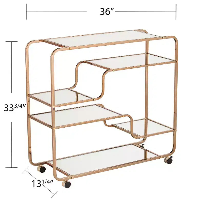 Carrello Bar Specchiato Art Déco - Oro