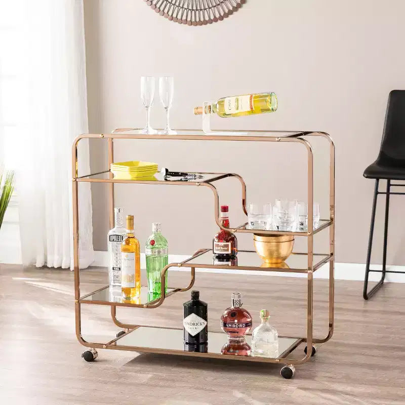 Carrello Bar Specchiato Art Déco - Oro