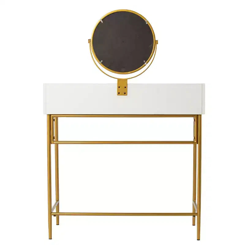 Consolle Trucco Con Specchio E Cassetto - Oro/Bianco