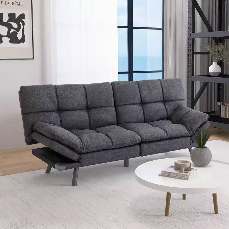 Divano letto convertibile in ecopelle da 71 pollici, divano futon in memory foam, divanetto letto moderno piccolo con schienale sdoppiato per soggiorno