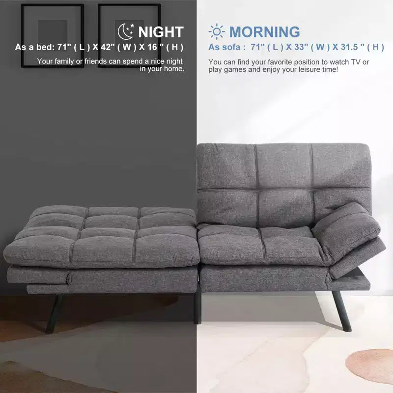 Divano letto convertibile in ecopelle da 71 pollici, divano futon in memory foam, divanetto letto moderno piccolo con schienale sdoppiato per soggiorno