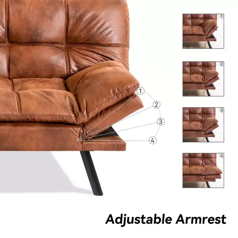 Divano letto convertibile in ecopelle da 71 pollici, divano futon in memory foam, divanetto letto moderno piccolo con schienale sdoppiato per soggiorno