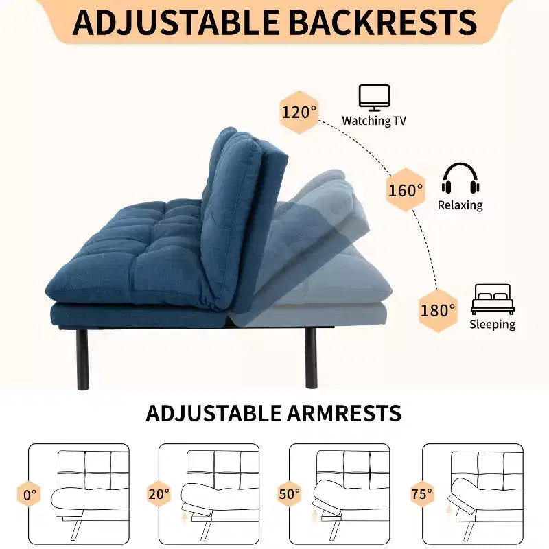 Divano letto convertibile in ecopelle da 71 pollici, divano futon in memory foam, divanetto letto moderno piccolo con schienale sdoppiato per soggiorno