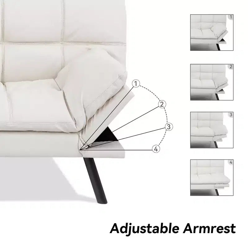 Divano letto convertibile in ecopelle da 71 pollici, divano futon in memory foam, divanetto letto moderno piccolo con schienale sdoppiato per soggiorno