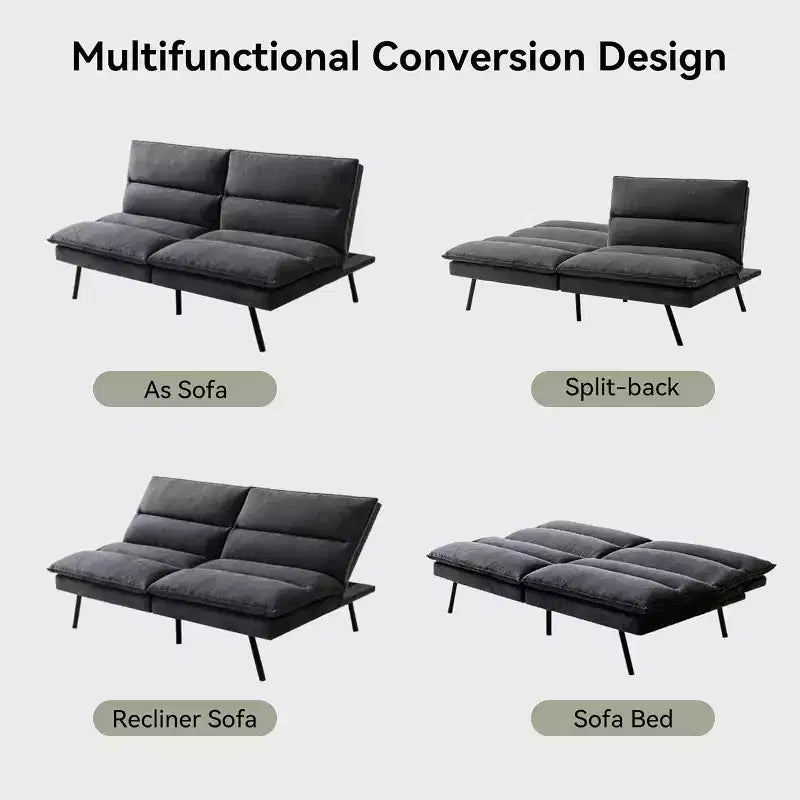 Divano letto convertibile in ecopelle da 71 pollici, divano futon in memory foam, divanetto letto moderno piccolo con schienale sdoppiato per soggiorno