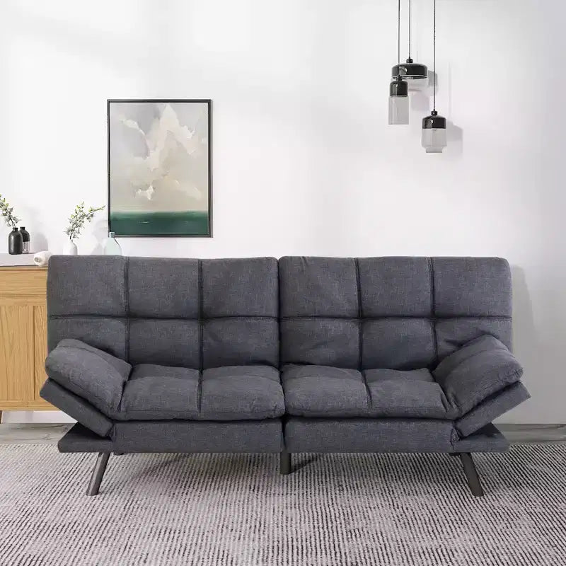 Divano letto convertibile in ecopelle da 71 pollici, divano futon in memory foam, divanetto letto moderno piccolo con schienale sdoppiato per soggiorno