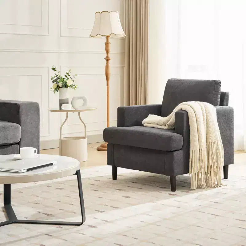 Poltrona d'accento - Poltrona moderna da soggiorno con tessuto di lino traspirante, poltrona imbottita morbida, divano di metà secolo per camera da letto, sala lettura, ufficio