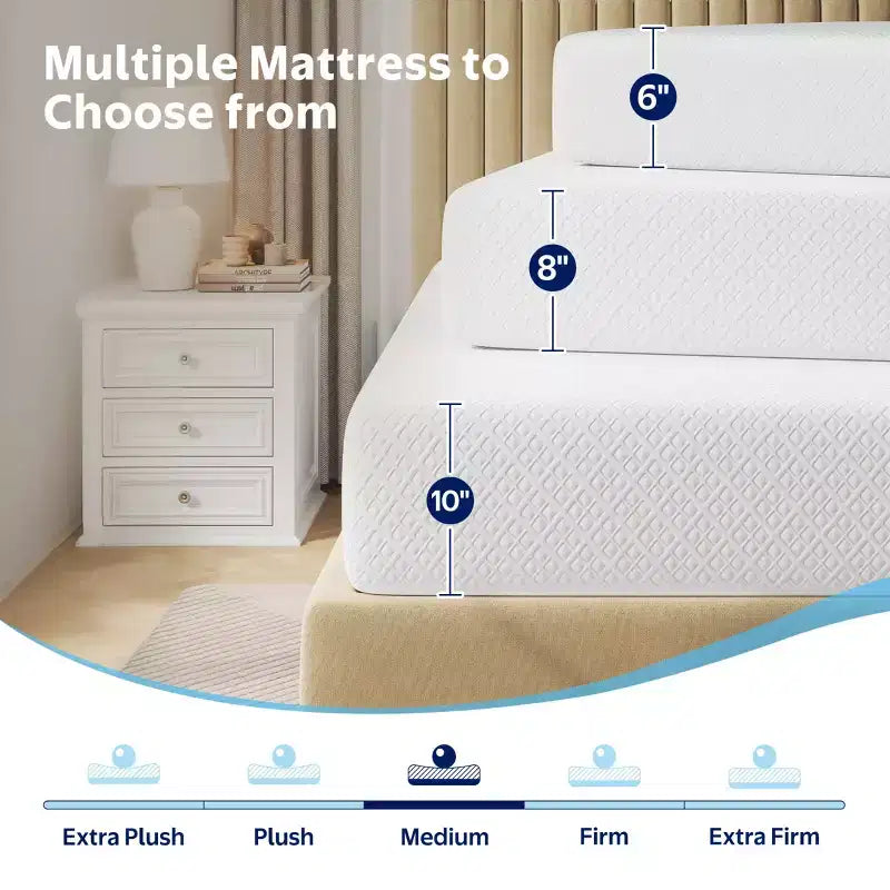 Materasso, Materasso in Memory Foam con Gel Rinfrescante, Carbone di Bambù a 2 Strati e Schiuma di Supporto per il Comfort del Sonno