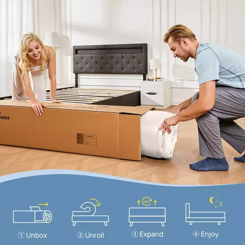 Materasso, Materasso in Memory Foam con Gel Rinfrescante, Carbone di Bambù a 2 Strati e Schiuma di Supporto per il Comfort del Sonno