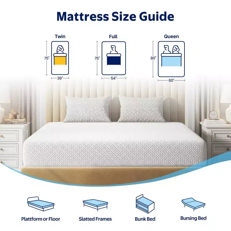 Materasso, Materasso in Memory Foam con Gel Rinfrescante, Carbone di Bambù a 2 Strati e Schiuma di Supporto per il Comfort del Sonno