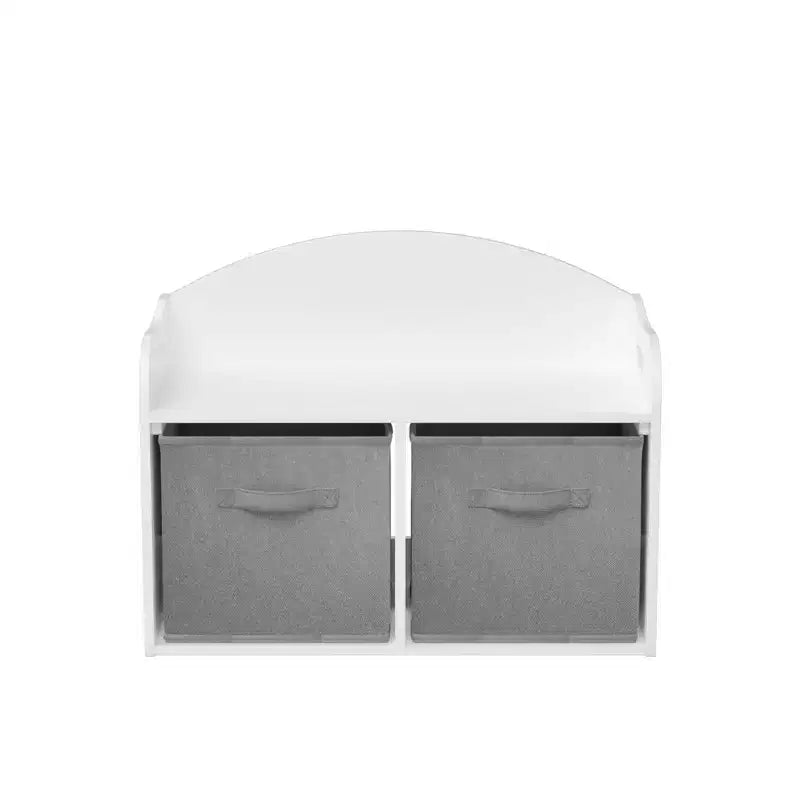 Cassapanca/Panca Portagiochi in Legno per Bambini con Cassetti in Tessuto Pieghevoli, Mobile Contenitore Organizer per Giocattoli - Bianco