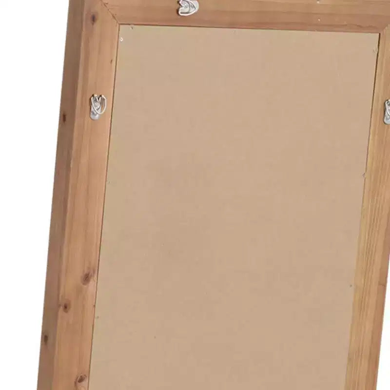 Specchio a figura intera da 65 pollici con cornice in legno massello marrone e supporto
