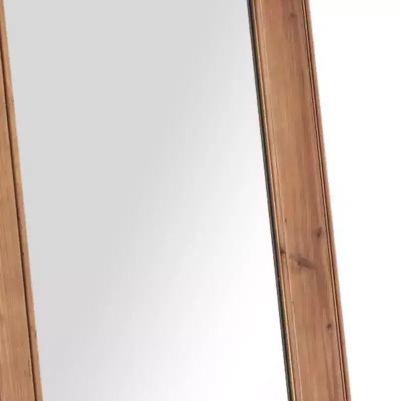 Specchio a figura intera da 65 pollici con cornice in legno massello marrone e supporto