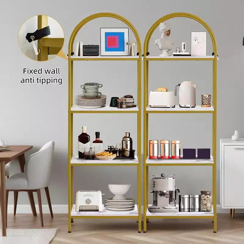 Scaffale moderno in legno grande, libreria a 4 ripiani, scaffali espositivi ad arco, scaffale alto per CD/libri per camera da letto, soggiorno, ufficio domestico