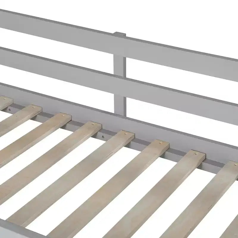 Letto a soppalco singolo con mensole e scrivania, letto a soppalco in legno con scrivania - Grigio