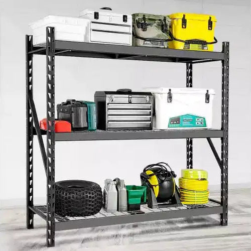 Black 3-Tier Heavy Duty Garage Shelving C 6000LBS Capacity, Adjustable Height for Warehouse/Basement (1-Pack)