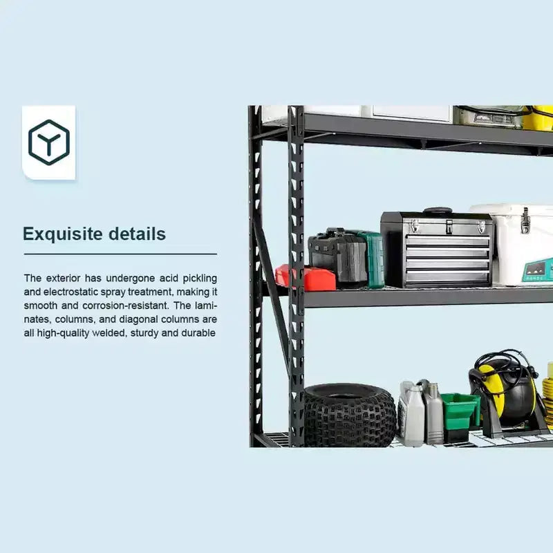 Scaffalatura da garage resistente a 3 ripiani nera C Capacità 6000 libbre, altezza regolabile per magazzino/seminterrato (confezione da 1)