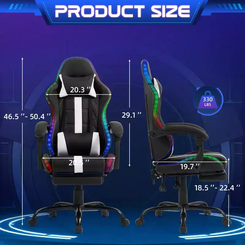 Sedia da gaming con massaggiatore e poggiapiedi