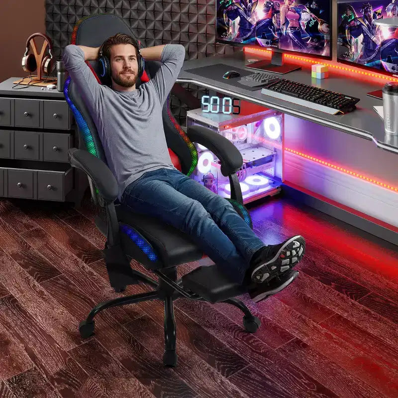 Sedia da gaming con massaggiatore e poggiapiedi