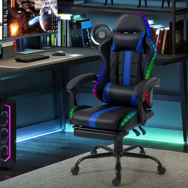 Sedia da gaming con massaggiatore e poggiapiedi