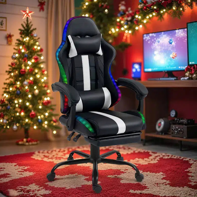 Sedia da gaming con massaggiatore e poggiapiedi