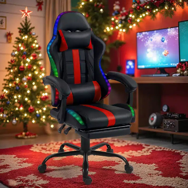 Sedia da gaming con massaggiatore e poggiapiedi