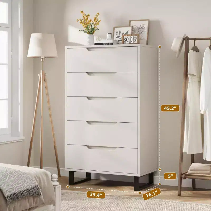 5 Comò per camera da letto, , Armadio in legno Contenitore verticale autonomo per soggiorno
