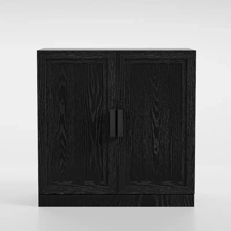 31 Mobiletto credenza in legno moderno con 2 ante e ripiano regolabile per soggiorno, sala da pranzo, ingresso, nero