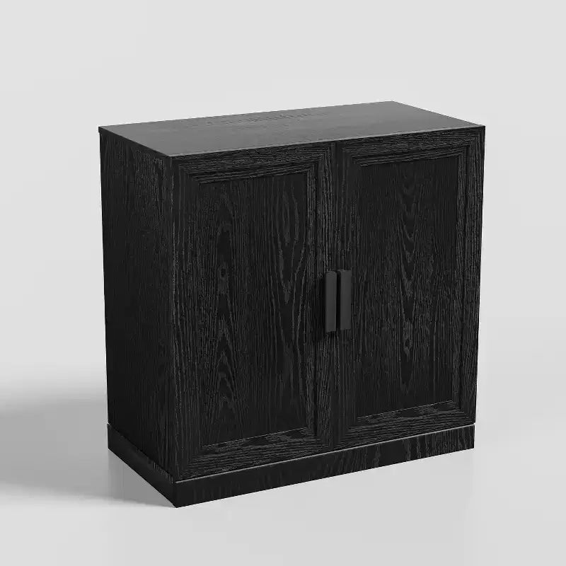 31 Mobiletto credenza in legno moderno con 2 ante e ripiano regolabile per soggiorno, sala da pranzo, ingresso, nero