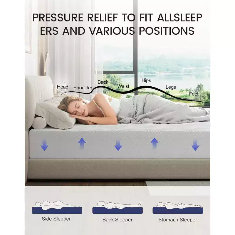 Materasso in memory foam da 8 pollici, supporto medio rigido, gel rinfrescante e sollievo dal mal di schiena, fodera rimovibile senza fibra di vetro, certificato CertiPUR-US