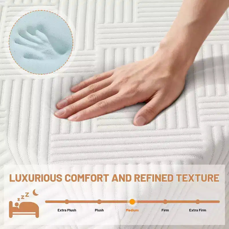 Materasso in memory foam da 8 pollici, supporto medio rigido, gel rinfrescante e sollievo dal mal di schiena, fodera rimovibile senza fibra di vetro, certificato CertiPUR-US