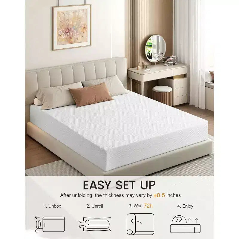 Materasso in memory foam da 8 pollici, supporto medio rigido, gel rinfrescante e sollievo dal mal di schiena, fodera rimovibile senza fibra di vetro, certificato CertiPUR-US