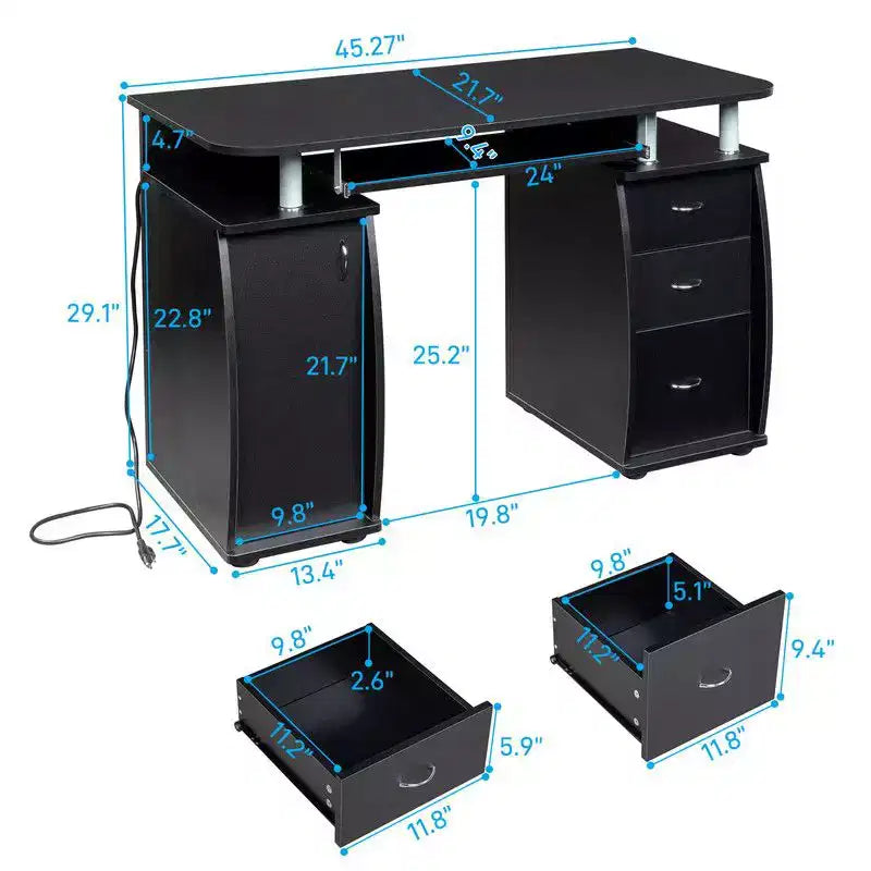 Scrivania per computer in legno massello da 45,3 pollici