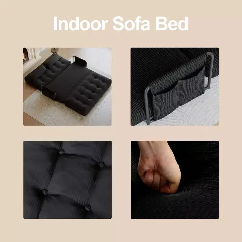 Divano Letto Pieghevole Monoposto, Divano Letto Pieghevole 2 in 1 con Cuscini, Schienale Regolabile, Bracciolo e Borsa portaoggetti
