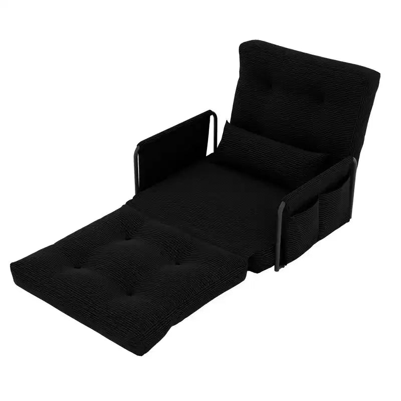 Divano Letto Pieghevole Monoposto, Divano Letto Pieghevole 2 in 1 con Cuscini, Schienale Regolabile, Bracciolo e Borsa portaoggetti