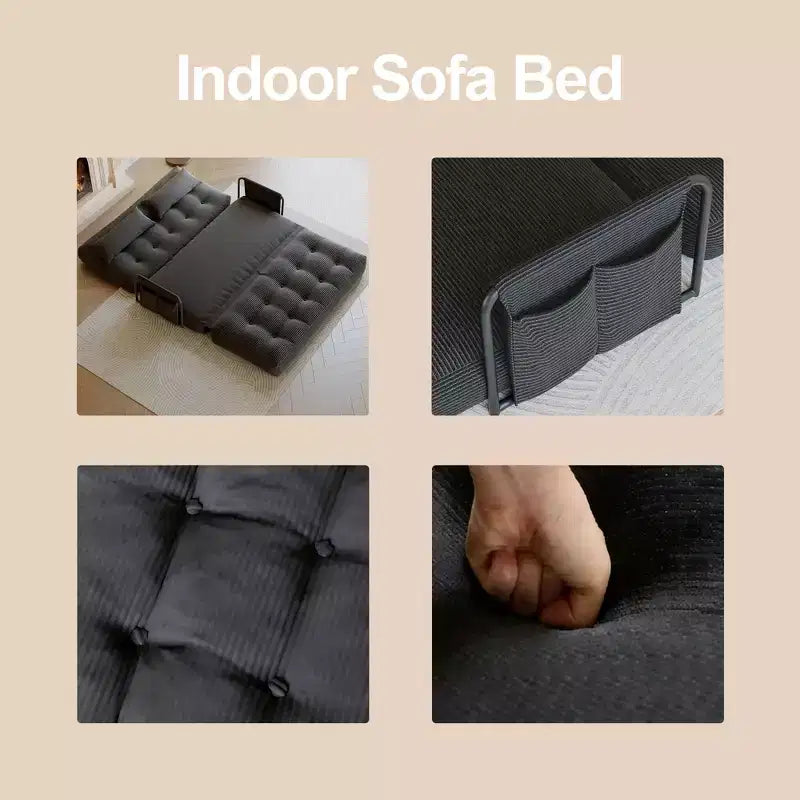 Divano Letto Pieghevole Monoposto, Divano Letto Pieghevole 2 in 1 con Cuscini, Schienale Regolabile, Bracciolo e Borsa portaoggetti