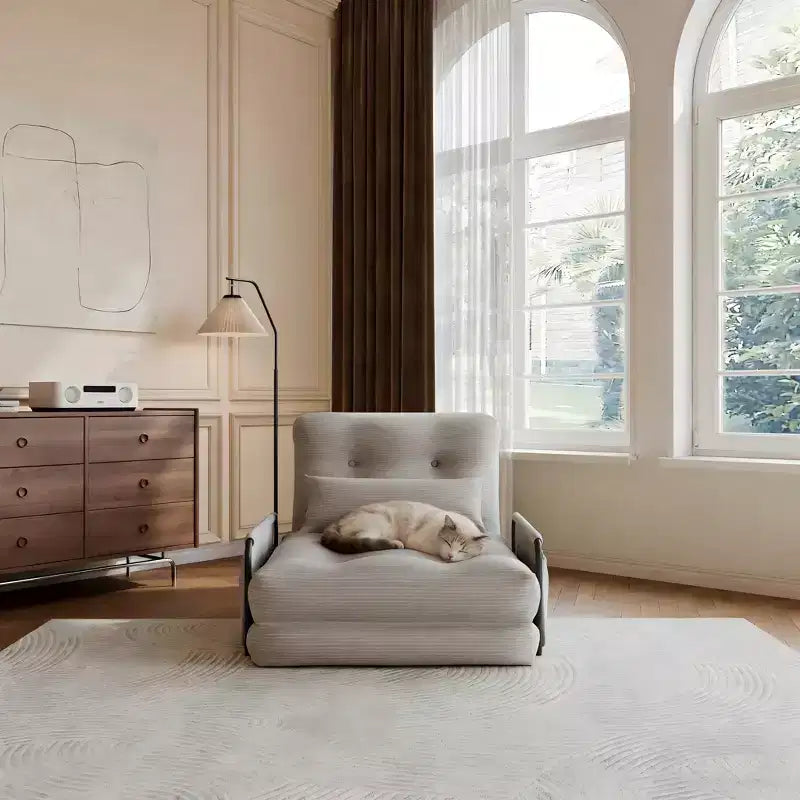 Divano Letto Pieghevole Monoposto, Divano Letto Pieghevole 2 in 1 con Cuscini, Schienale Regolabile, Bracciolo e Borsa portaoggetti
