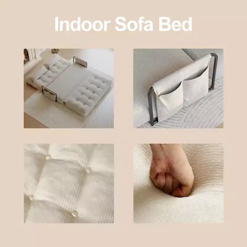 Divano Letto Pieghevole Monoposto, Divano Letto Pieghevole 2 in 1 con Cuscini, Schienale Regolabile, Bracciolo e Borsa portaoggetti