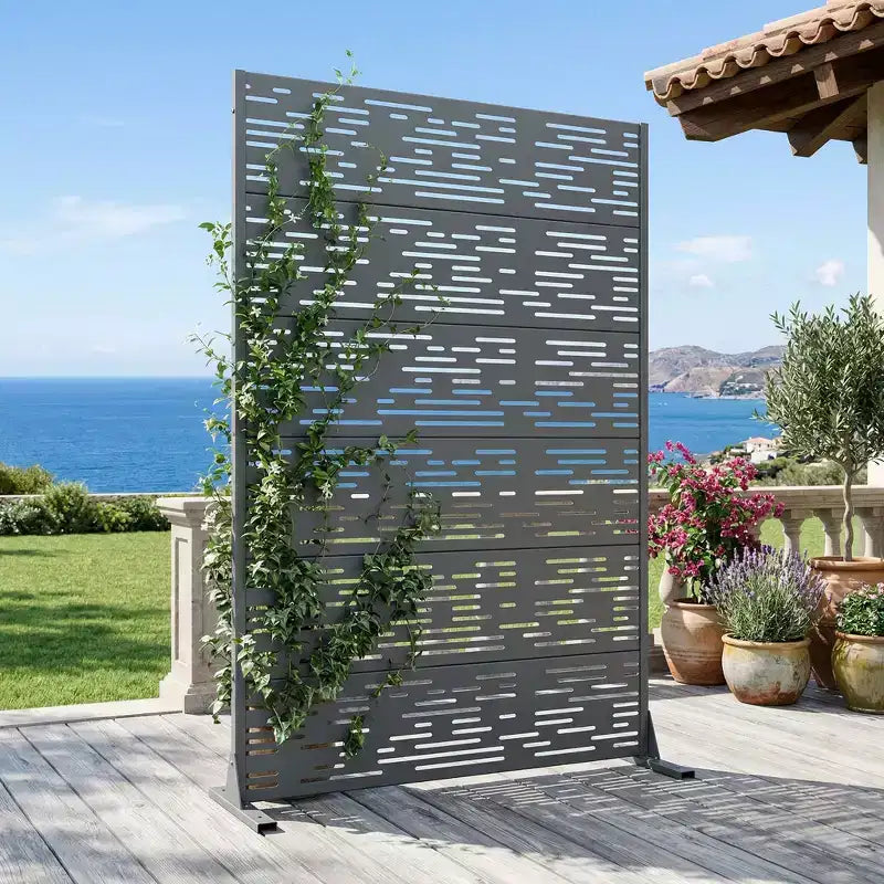Pannelli frangivista autoportanti in metallo per esterni, traliccio decorativo per giardino, patio, cortile - 183 x 120/178/239 cm