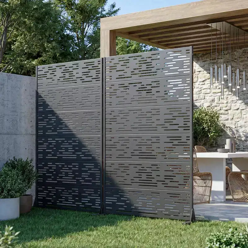 Pannelli frangivista autoportanti in metallo per esterni, traliccio decorativo per giardino, patio, cortile - 183 x 120/178/239 cm